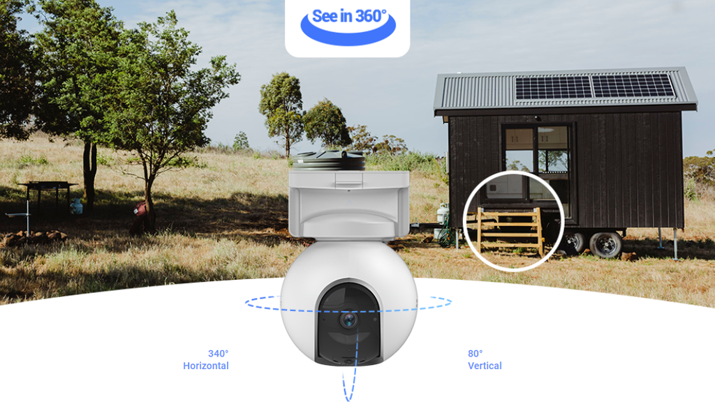 Ezviz Cámara de Batería Recargable 4G Compatible con Panel Solar / Seguimiento Inteligente / Visión Nocturna a Color / Detección humana / Exterior Con Protección IP65