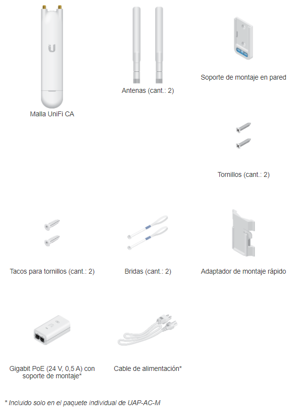 Access Point UniFi MESH para exterior 802.11ac doble banda 2.4/5 GHz, MIMO 2x2, antenas desmontables, hasta 1167 Mbps