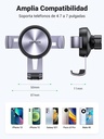 Soporte de Celular para Automóvil en Rendija de Ventilación / Sistema de Gravedad / Rotación de 360° /Ángulo Múltiple / Almohadillas de Goma Antideslizantes / Amplia Compatibilidad con dispositivos de 4'' a 7'' / Color Negro