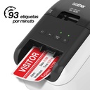 Impresora de etiquetas Brother QL800, térmica directa, USB, imprime etiquetas de papel de hasta 2.4 pulgadas de ancho y hasta 93 etiquetas/minuto
