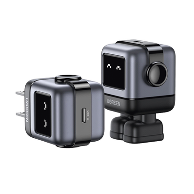 UGREEN Cargador Mini GaNRobot 30W serie Nexode | 1 USB-C de Carga Rápida | Tecnología GaN II | Multiprotocolo PD/QC/SCP/FCA | Carga Inteligente | Pantalla LED | Zapato Magnético Extraíble | Color Negro.