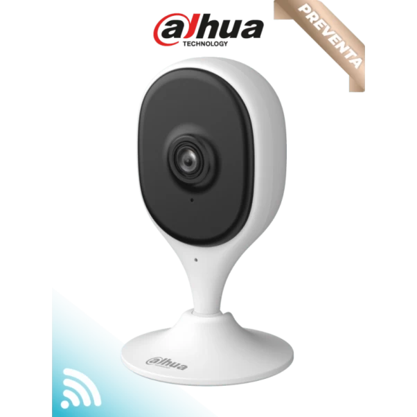 DAHUA DH-C3A - Cámara WiFi IP Cubo de 3MP con IA avanzada para detección de humanos y mascotas. Equipado con WiFi 6, emparejamiento por Bluetooth, audio bidireccional, visión nocturna IR de 10m, compresión H.265 y alarma de sonido