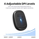 UGREEN Mouse Inalámbrico 2.4G 800/1200/1600/2400 DPI / Función de 3 botones / Alcance 10m / Silencioso / Ergonómico / Anti-caída y Anti-interferencias / Color Midnight Blue / Batería Alcalina AA (incluida).
