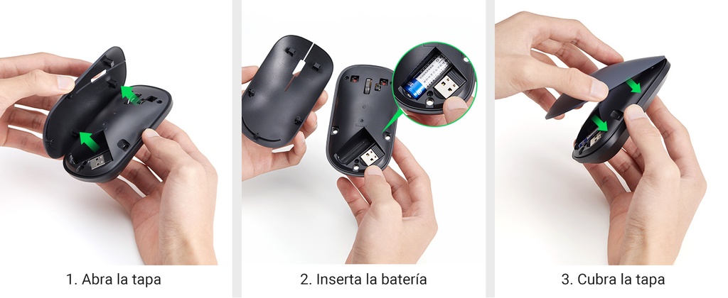 UGRENN Mouse inalámbrico 2.4 GHz | Ultra Delgado y Silencioso | DPI 1000/1600/2000/4000 (Ajustable) | Alcance 10m | Scroll de Aluminio | Adaptable a diferentes superficies | Diseño suave al tacto | Contiene Receptor USB | Color Negro.