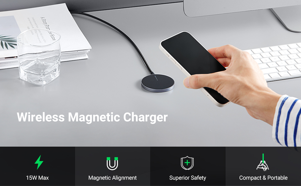 UGreen Cargador Inalámbrico Magnético | 15W | Tecnología Magsafe