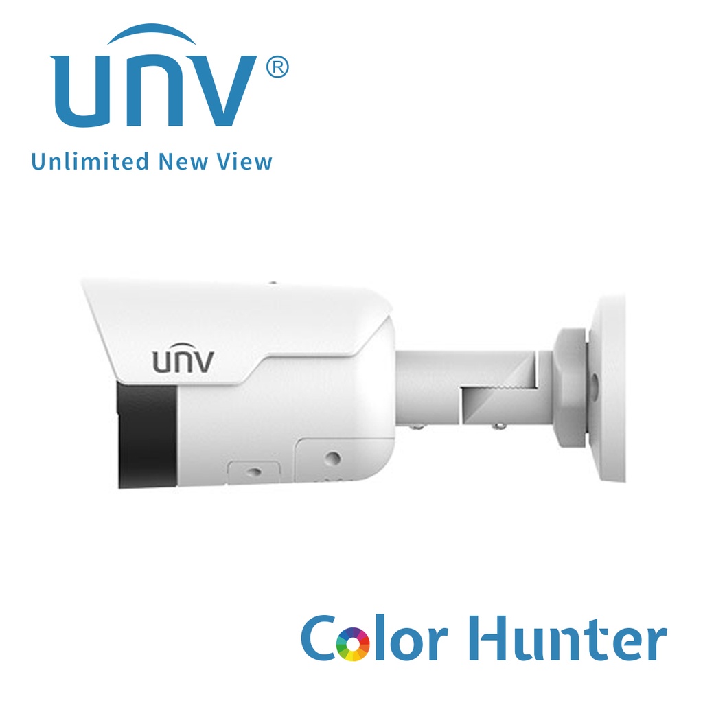 Uniview Cámara IP Mini Bullet Ultra265 / 4mp Lente Fijo De 2.8mm / 12vdc & Poe / Ranura MicroSD / Micrófono Y Bocina Embebidos / WDR 120db / Ip67 / 30m Ir / Analíticas Human Body Detection / Colorhunter (Serie Easy)