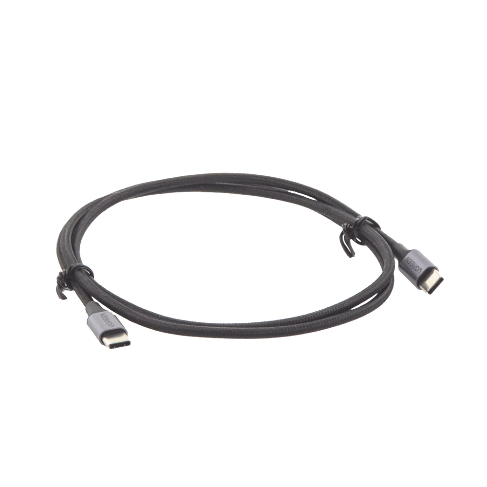 UGreen Cable USB-C a USB-C 1 Metro | 480 Mbps | Carga Rápida 60W | QC 4.0/3.0/2.0 | PD3.0 | FPC | AFC | Protección Integrada | Caja de Aluminio | Nylon Trenzado | Color Negro | 2 años de Garantía 