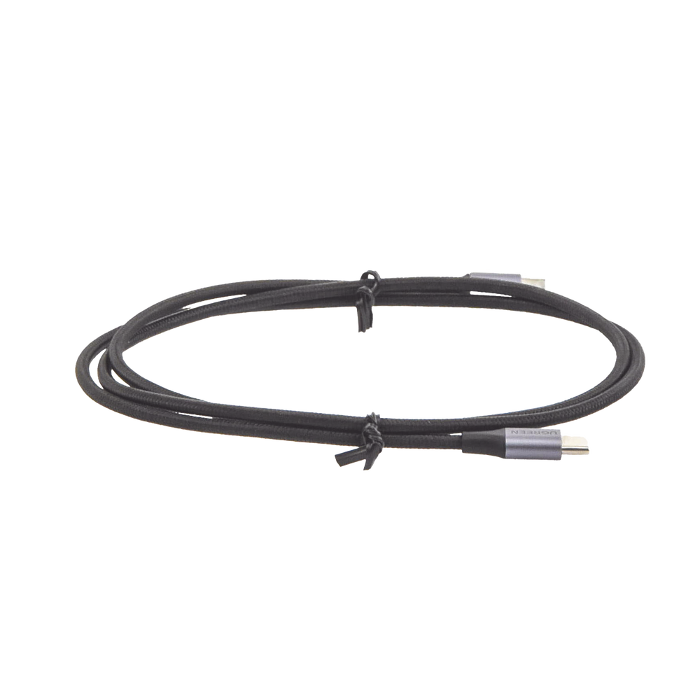 UGreen Cable USB-C a USB-C 1 Metro | 480 Mbps | Carga Rápida 60W | QC 4.0/3.0/2.0 | PD3.0 | FPC | AFC | Protección Integrada | Caja de Aluminio | Nylon Trenzado | Color Negro | 2 años de Garantía 