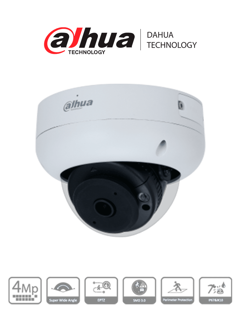 Dahua Cámara IP Domo Panorámica 180° Antivandálica 4Mpx WizSense
