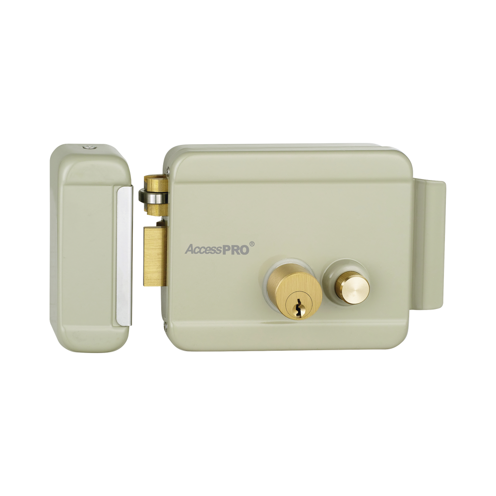 AccessPRO Cerradura Eléctrica con Botón de Salida / Incluye Llave / Exterior / Izquierda