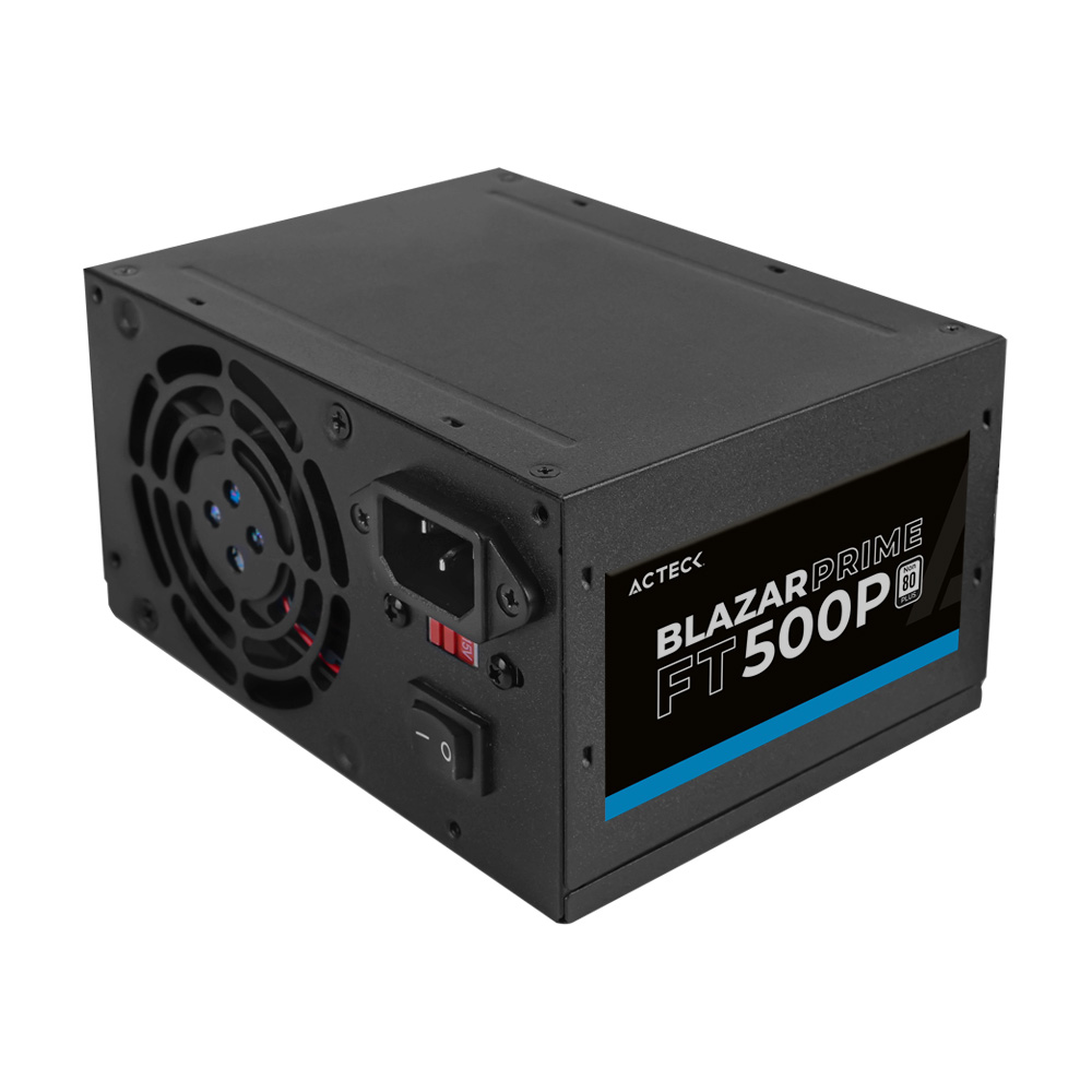 Fuente De Poder Acteck Blazar Prime Ft500p, 500w, Atx, 80mm, 20+4pin, Negro (copia)