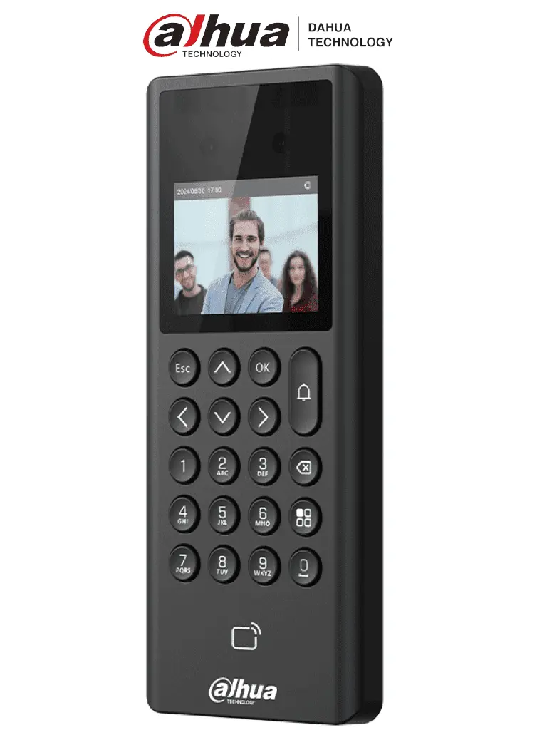 Dahua Control de Acceso y Asistencia con Reconocimiento Facial / pantalla 2.4" / 1,000 rostros, usuarios y contraseñas / 3,000 tarjetas Mifare / 50 administradores / 100,000 registros / 99.99% de precisión