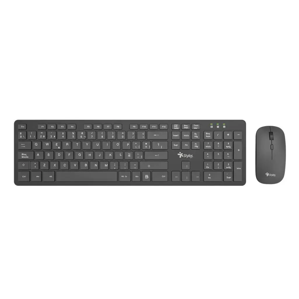 Stylos Kit Teclado Y Mouse Inalambrico, 105 Teclas, Usb, óptico, Español, Negro