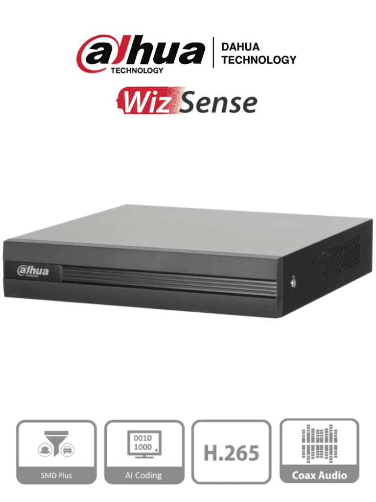 Dahua DVR 8Ch 5Mpx Lite / Soporta 8Ch + 4IP, o 12IP / Detección de humanos y vehículos / Disco duro hasta 16TB