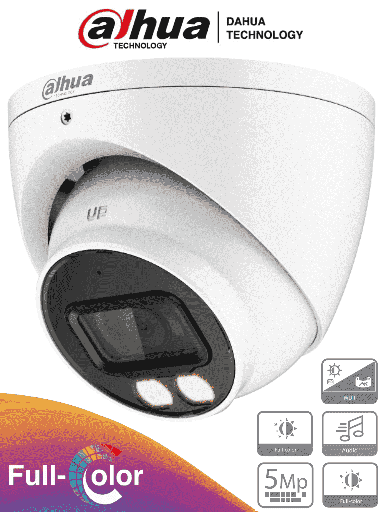 [DH-HAC-HDW1509TN-A-LED-0360B] Cámara Domo CVI 5 Mpx Full Color Micrófono