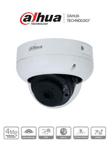 [DH-IPC-HDBW3441R-AS-P] Dahua Cámara IP Domo Panorámica 180° Antivandálica 4Mpx WizSense