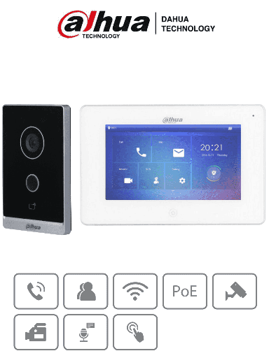 [DHI-KTW01] Dahua Kit Videoportero IP WiFi Frente de Calle 2 Mpx y Monitor Touch de 7"