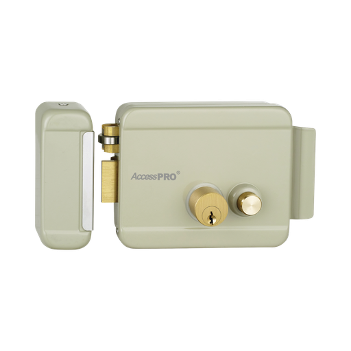 [ACCESSRIMBL] AccessPRO Cerradura Eléctrica con Botón de Salida / Incluye Llave / Exterior / Izquierda