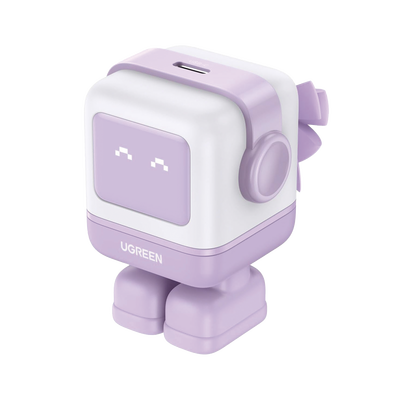 [25036] UGREEN Cargador Mini GaNRobot 30W serie Nexode | 1 USB-C de Carga Rápida | Carga Inteligente | Pantalla LED | Zapato Magnético Extraíble | Color Lila