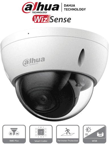 [DH-IPC-HDBW2441E-S] Dahua Cámara IP Domo Antivandálica 4 Mpx Micrófono WizSense
