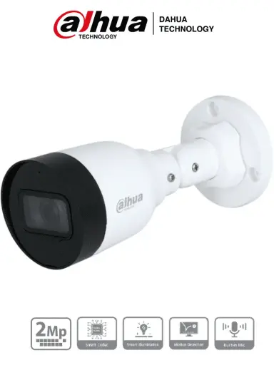 [DH-IPC-HFW1230S1-A-S5] Dahua Cámara IP Bullet 2Mpx / ángulo de visión 102° / micrófono integrado