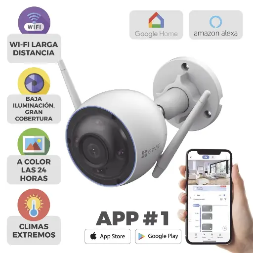[CS-H3-3K] Ezviz Cámara Bala WiFi / 5MP (3K) / Detección humana / Detección de Vehículo / Sirena / Luz Parpadeante / Visión a color 24/7 / Micro SD / Exterior