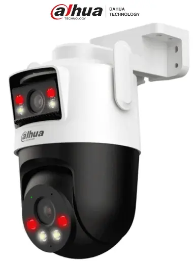 [DH-IPC-WPT1339DD-SW-3E2-PV] Dahua Cámara IP PT Wifi Dual 6Mpx / Dos lentes de 3Mpx c/u / Iluminador Dual Inteligente / IR 50m / Micrófono y Altavoz Integrados / IA / Autotracking / Disuasión activa / Ranura MicroSD