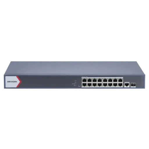 [DS-3E1518P-EI/M] Hikvision Switch 16P Gigabit PoE+ / 1P Gigabit Uplink / 1 Puerto SFP / Monitoreable / Modo Extendido hasta 300 Metros / 130 Watts