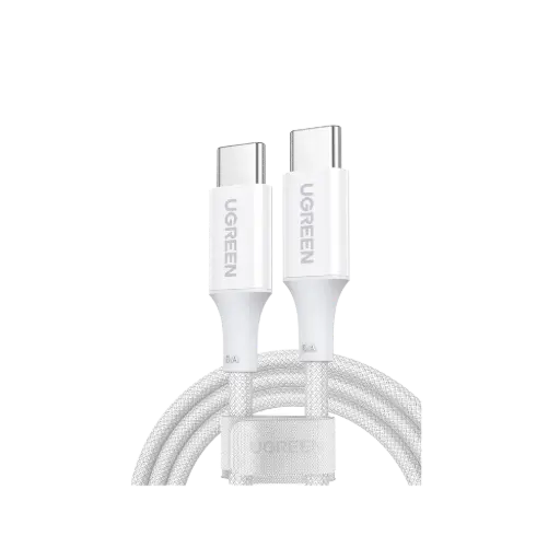 [15269] UGreen Cable USB-C a USB-C | 2 Metros | Potencia de Carga 100W | 20V 5A | PD3.0 | QC4.0/3.0/2.0 | 480 Mbps | Nylon Trenzado Blanco